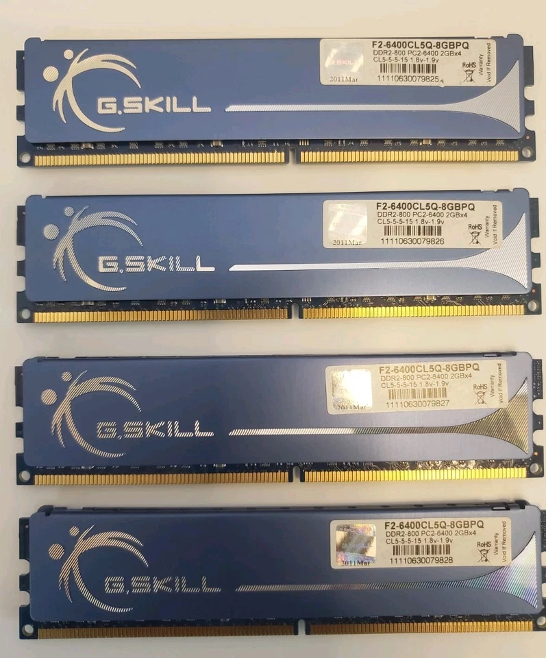 ⭐️⭐️⭐️⭐️⭐️ G. SKILL F2-6400CL5Q-8GBPQ DDR2-800 PC2-6400 CL5-5-15 1.8-1.9V 32GB  - Image 1 of 2