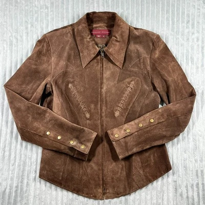 Margaret Godfrey Suede Full Zip Jacket Women's 8 Western Fringe Chocolate Indie - Image 1 of 4