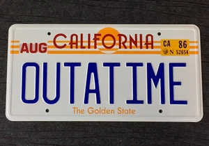 Back to the Future OUTATIME De Lorean prop License Plate Embossed on Aluminium  - Picture 1 of 9