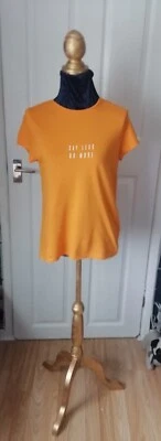 Ladies Primark Slogan T-shirt  orange Size 4/6 - Image 1 of 4