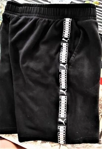 PUMA Black/WHITE LOGO Boy's Youth Comfort Shorts WEST- 27" Insim -9" Size Small - Picture 1 of 5