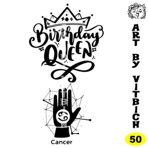 Birthday Queen, Cancer, A4 print, Art by Vitbich, Made to order - Picture 1 of 1