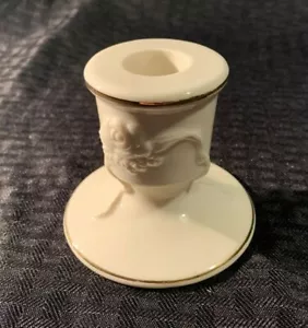 LENOX ROSE BLOSSOM TAPER Candlestick Porcelain Candleholder w/ 24K Gold Rim - Picture 1 of 4