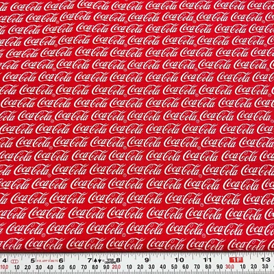 Coca-Cola Logo Graphics for Sykel Red Cotton Fabric by the HALF YARD - Image 1 of 2