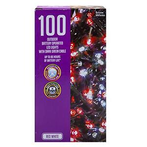 100 LED Multi Action Christmas TREE Battery Lights - Red and White
