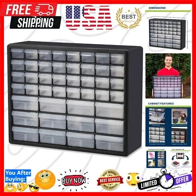 44-Drawer Heavy-Duty Plastic Storage Cabinet - Perfect for Garage Organization - Image 1 of 4