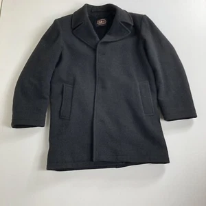 NEWPORT HARBOR Wool Jacket Coat Overcoat Mens Size 38 Regular Black insulated - Picture 1 of 7