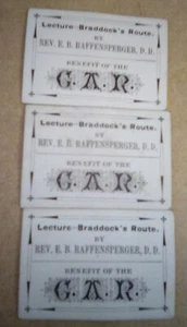 GAR 3 Lecture Tickets from Skully Post #9 Gettysburg, Pa. 1868-1880s - Picture 1 of 4