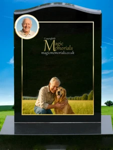 Hundeliebhaber Grabstein Granit Denkmal, personalisierte hochauflösende Fotos & Buchstaben - Bild 1 von 24