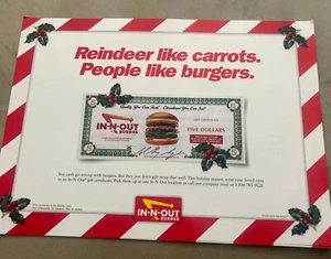 Vintage IN-N-OUT BURGER Jahr 2004 Papier Tischset berühmt, ikonisch doppelt doppelt - Bild 1 von 1