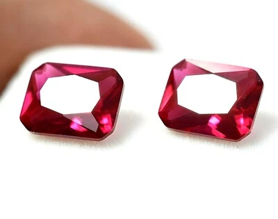5.40 Ct Natural Red Ruby Pair For Jewelry GGL Certified (8 x 7 mm) Treated Gems - Image 1 of 4