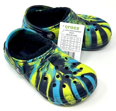Zueco Crocs Niños Clásico Forrado Mármol Niño Pequeño Talla 11 Azul Marino/Multicolor NUEVO Foto 1 de 3