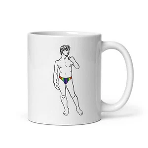 Taza de café blanca con estatua de David Miguel Ángel LGBTQ+ Orgullo 11 oz - Imagen 1 de 3