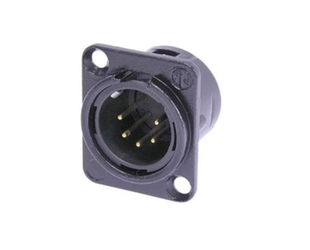 Neutrik NC5MDL-B-1  5-Pin XLR Male Chassis Connector, Black/Gold Contacts - Image 1 of 1