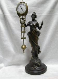 Chinese Wonderful Attractive Copper Statue Belle Swing Machine Clock - Picture 1 of 10