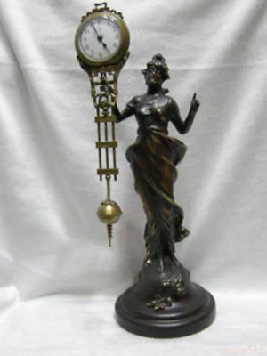 Chinese Wonderful Attractive Copper Statue Belle Swing Machine Clock - Image 1 of 4