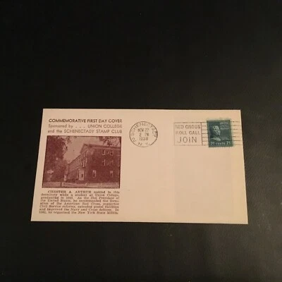 FDC 1938 #925-25 COMMEMORATIVE FIRST DAY COVER UNION COLLEGE STAMP CLUB 21 Cent  - Image 1 of 2