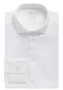 Camisa de lino blanca Richard James, Reino Unido:18, UE:45, PRECIO DE VENTA SUGERIDO POR EL FABRICANTE: £225! Nuevo y sin usar - Imagen 1 de 7