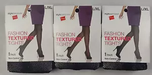 Quantity of 3 Hanes Fashion Textured Tights Non-Control Black Size L / XL - Picture 1 of 3