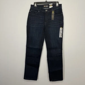 NEW Lee Jeans Womens 8 Petite Blue Dark Wash Relaxed Fit Mid Rise Straight Leg - Picture 1 of 10