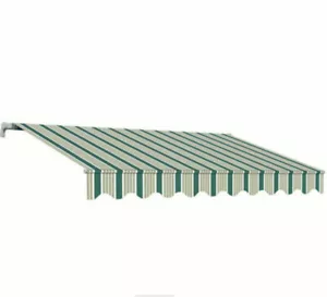 FOLDING SUN TENT BALCONY SQUARE BAR 3x2 STRIPED GREEN WHITE ARMS 1801 - Picture 1 of 3