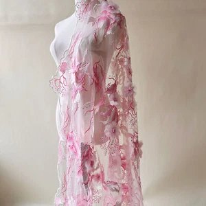 3D Flor Tela Encaje Exquisito Encaje Bordado Capa para Boda Vestido - Imagen 1 de 8