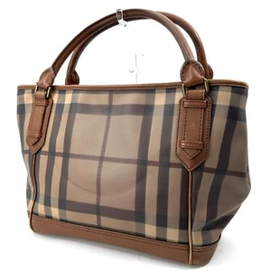 Burberry Bolso de Mano Bolso de Mano PVC y Cuero Marrón Mega Cuadros A4 Auténtico - Imagen 1 de 24