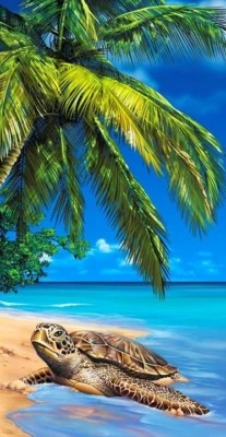 Nueva Toalla de Playa Tortuga Marina Algodón Baño Playa Piscina REGALO Palmera Isla Costa Foto 1 de 2