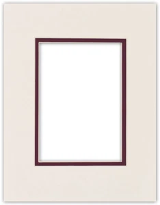 11x14 Picture Frame Double Mat for 8x10 Photos Creme with Burgundy Red - Picture 1 of 1