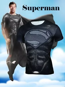 ¡NUEVO! CAMISA SUPERMAN NEGRA MANGA CORTA COMPREN TALLAS (EE. UU. M-2XL) (ETIQUETA TALLA XL-6XL) - Imagen 1 de 8