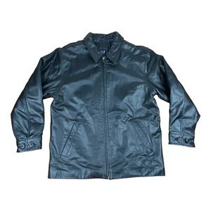 Vintage GAP 100% Rindsleder Lederjacke Herren 2XL XXL schwarz gefüttert Y2K - Bild 1 von 11