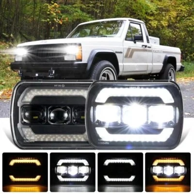 Paar 5x7 Zoll LED Front Scheinwerfer DRL Bremsleuchten für Jeep GMC Chevrolet - Bild 1 von 4