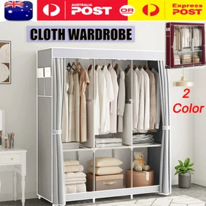 Artiss Clothes Wardrobe Closet Storage Large Portable Organiser with Shelf Black - Picture 1 of 13