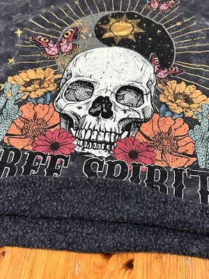 Women French Terry Sweatshirt Skull Gothic Gray Tie Dye size XL - Image 1 of 4