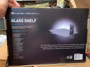 Level Mount Adjustable Tempered Black Glass Shelf with Cable Management New - Picture 1 of 5