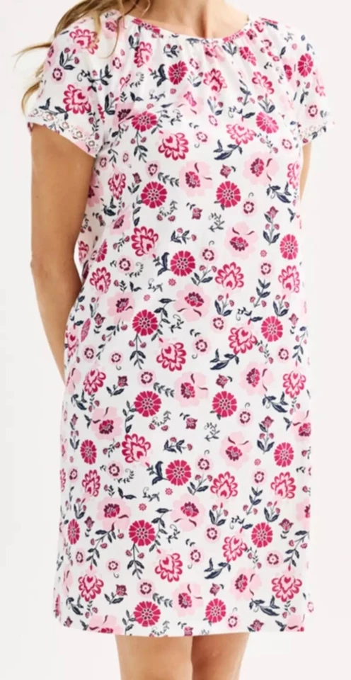 Camisa de dormir Croft & Barrow camisón talla XL - rosa baya floral - nueva Foto 1 de 1