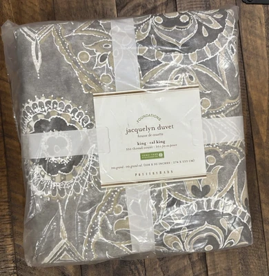 NUEVO Edredón Jacquelyn Fundations Gris Cal King 100% Algodón 350 Hilos Foto 1 de 4