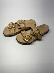 Schutz Sandali Donna Enola Tessuto Pelle Beige Doppio Cinturino Tg 11 B - Foto 1 di 9