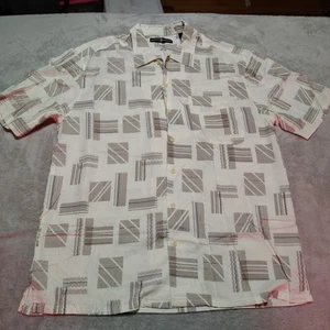 Camisa de Bowling 6A Hombres L Crema Retro Viaje Clásica De Colección Cómoda Manga Corta - Imagen 1 de 8