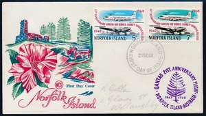 1968 NORFOLK ISLAND QANTAS ANNIVERSARY WCS FDC our ref COVER E1 - Picture 1 of 2