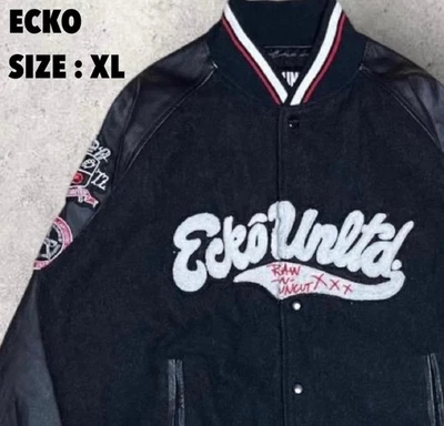 ECKO Cuero Switching Stadium Jumper Street Hip Hop B Series Negro - Imagen 1 de 4