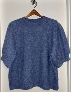 Banana Republic Damen Blau Puff Kurzarm Pullover Wolle Alpaka Mischung Gr. XL - Bild 1 von 9