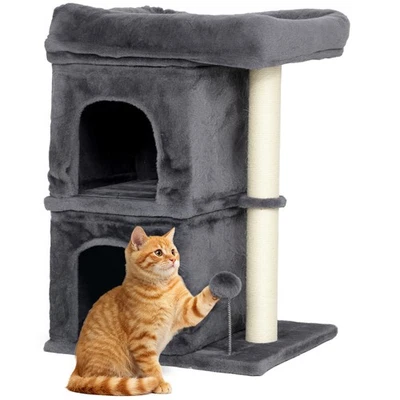 PawHut Small Cat Tree for Large Adult Cats Up to 7 KG with Large Perch 66 cm - Image 1 of 4