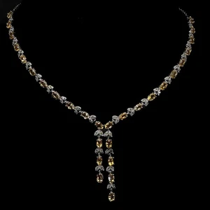 925 Sterling Silver Necklace Oval Citrine 6x4mm Peridot Gemstone Jewelry 19in - Picture 1 of 13
