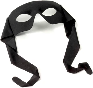 Rubies Adult Fabric Eye Mask with Ties Venetian Mardi Gras Half Mask, Black for - Picture 1 of 12