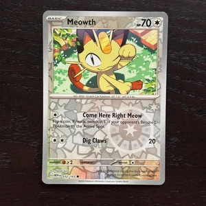 Meowth 052/165 Pokemon 151 Scarlet & Violet Reverse Holo Common NM - Picture 1 of 2