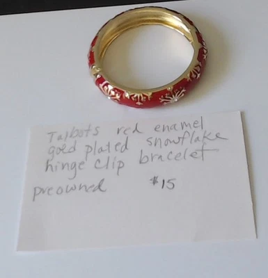 Talbots red enamel gold plated snowflake hinged clip bracelet - Image 1 of 3