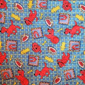 Vintage Cotton 4+ Yrd X 44" VIP Fabric Clifford The Big Red Dog - Picture 1 of 7