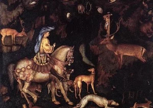 Artwork Oil painting Vision of St Eustace on white horse and wild animals - Picture 1 of 1