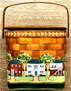 RARE! Vintage Wooden Woven Basket Purse "Home sweet home" - Picture 1 of 8